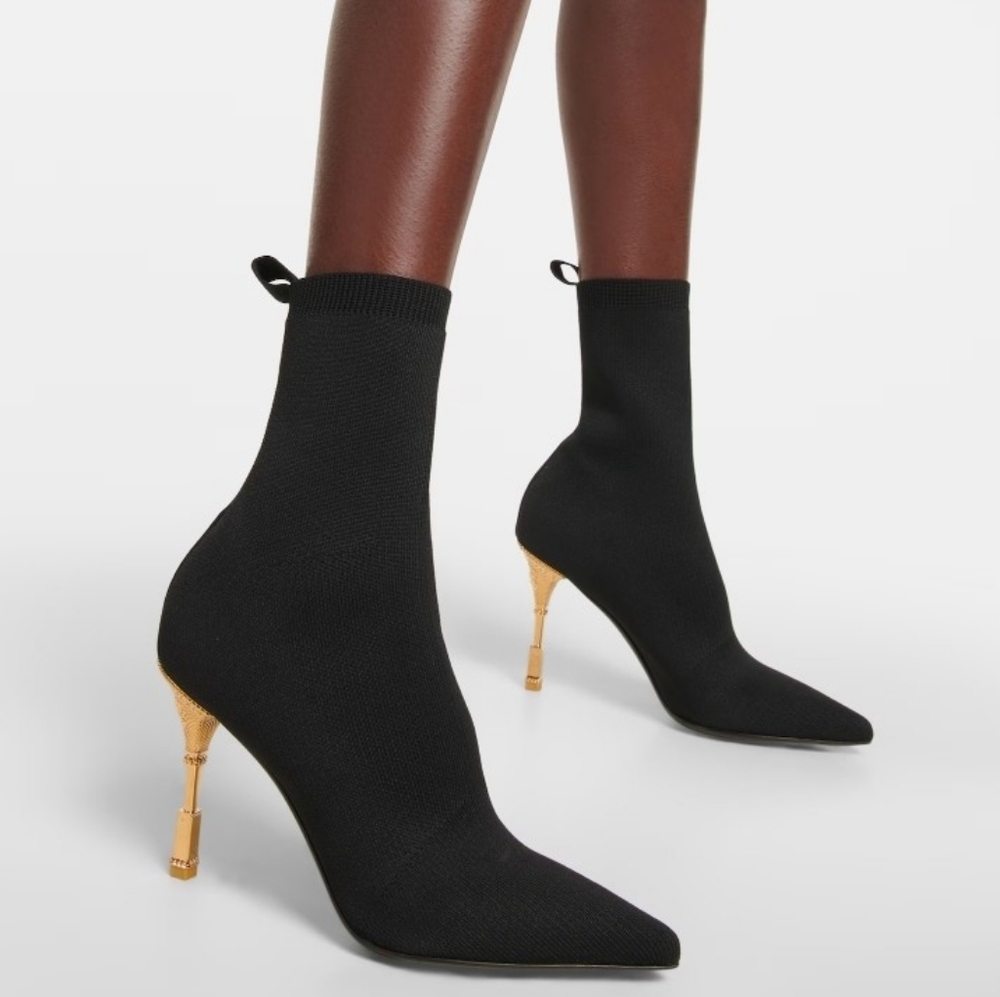 NWT BALMAIN Moneta Stretch Knit Ankle Boots - Size EU 38.5 (US 8.5)